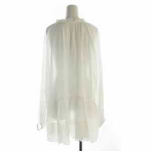 Spick&Span タグ付き 24SS カットワークレースガーゼブラウス シャツ ペプラム フリル 花モチーフ 刺繍 リボン シアー シースルー