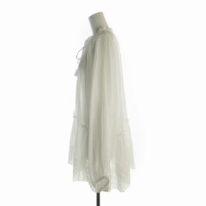 Spick&Span タグ付き 24SS カットワークレースガーゼブラウス シャツ ペプラム フリル 花モチーフ 刺繍 リボン シアー シースルー