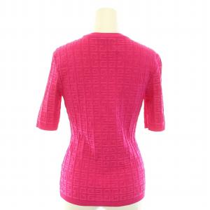 GIVENCHY ニット セーター クルーネック 五分袖 総柄 XS ピンク