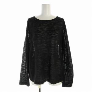 ニット セーター シアー プルオーバー クルーネック 長袖 S 黒 ブラック /EE