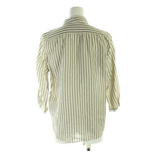 MARGARET HOWELL シャツ ブラウス ストライプ 麻 リネン 七分袖 1 S グレー
