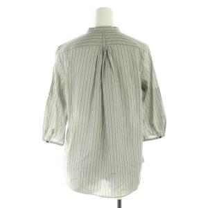 MARGARET HOWELL シャツ ブラウス ストライプ バンドカラー 七分袖 1 S グレー