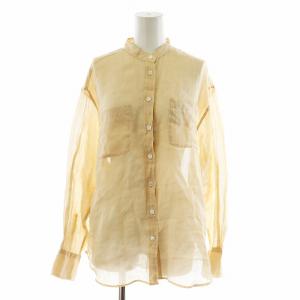 24SS ラミーバンドカラーWポケットシャツ ブラウス 長袖 38 M ベージュ 24050900501020
