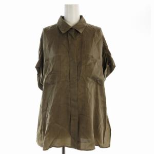 GALLARDAGALANTE 23SS キュプラシャツ ブラウス オーバーサイズ 五分袖 F 茶 ブラウン GGZ1031504A0002