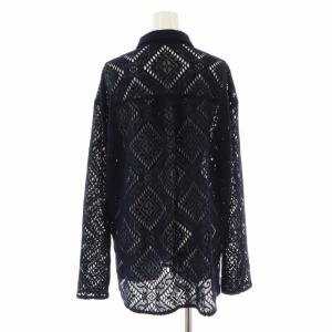 Spick&Span 23SS レースシャツ ブラウス ダイヤ柄 長袖 F 紺 ネイビー 23050200991030