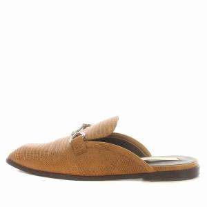 STELLA McCARTNEY ミュール スリッポン リザード型押し フラットシューズ 38 25cm 茶 ブラウン