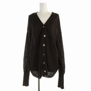 IENA 23SS テープヤーン2WAYVネックカーディガン ニット 麻 リネン混 長袖 F 茶 ブラウン 23080900701110