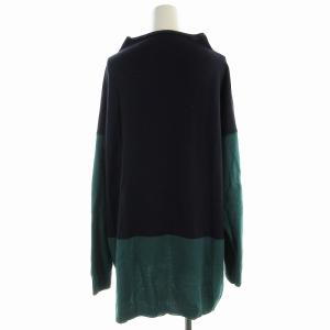 MAX&CO. ニット セーター ハイネック プルオーバー 長袖 バイカラー XL 紺 ネイビー 緑 グリーン
