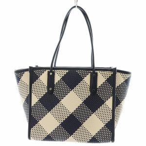 kate spade new york エラ オーバーサイズ ウーブン ギンガム トートバッグ ハンドバッグ ショルダーバッグ ロゴ 紺 ネイビー