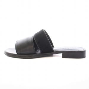 BARNEYS NEW YORK サンダル ローヒール レザー ハラコ 35 22cm 黒 ブラック