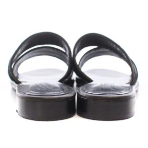 BARNEYS NEW YORK サンダル ローヒール レザー ハラコ 35 22cm 黒 ブラック