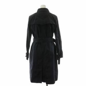 OLD ENGLAND ステンカラーコート ダブル ロング アウター 裏地総柄 ベルト付き 36 M 紺 ネイビー /NQ