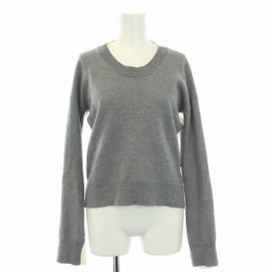 19AW Tシャツ カットソー ニット セーター 長袖 クルーネック 切替 S グレー 白 アイボリー