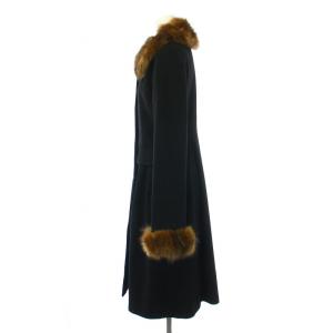 Harrods ステンカラーコート ロング カシミヤ セーブルファー 2 M 黒 ブラック