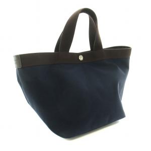 Hervé Chapelier トートバッグ ハンドバッグ 舟型 キャンバス 紺 ネイビー 茶 ブラウン 707C