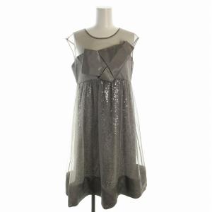 VIVIENNE TAM ワンピース ひざ丈 ノースリーブ チュール スパンコール リボン 0 XS グレー /EE
