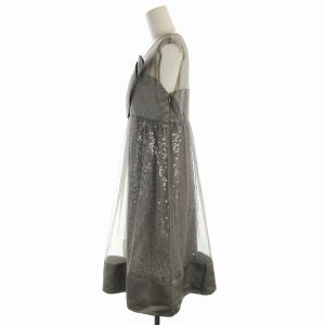 VIVIENNE TAM ワンピース ひざ丈 ノースリーブ チュール スパンコール リボン 0 XS グレー /EE