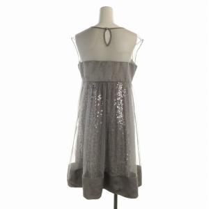 VIVIENNE TAM ワンピース ひざ丈 ノースリーブ チュール スパンコール リボン 0 XS グレー /EE
