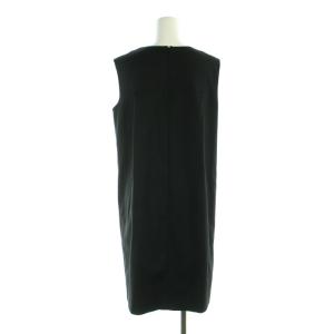 René ワンピース ひざ丈 リボン ノースリーブ ウール混 38 L 黒 ブラック