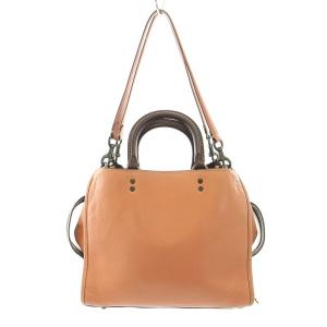 COACH ローグペブルドレザーサッチェルショルダーバッグ ハンドバッグ 2way がま口ポケット付き ロゴプレートチャーム付き ピンク