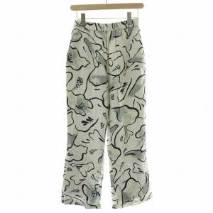 near.nippon フローラルプリントイージーフレアパンツ ギャザー ウエストゴム 総柄 38 M 白 ホワイト マルチカラー