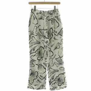 near.nippon フローラルプリントイージーフレアパンツ ギャザー ウエストゴム 総柄 38 M 白 ホワイト マルチカラー