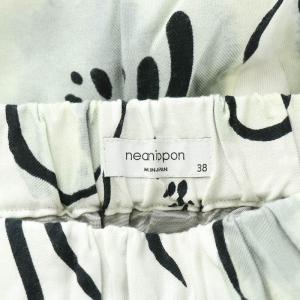 near.nippon フローラルプリントイージーフレアパンツ ギャザー ウエストゴム 総柄 38 M 白 ホワイト マルチカラー