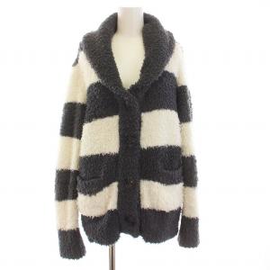 gelato pique ジェラートショールカーディガン ロングパンツ セットアップ 上下 ボーダー ルームウェア パジャマ F グレー 白 ホワイト