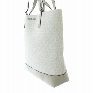 MICHAEL KORS 2WAY ハンドバッグ トートバッグ ダブルハンドル レザー ロゴ バイカラー 切替 白 ホワイト グレー