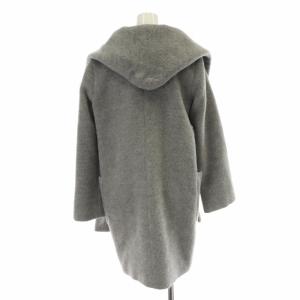 ESTNATION ノーカラーコート ロング ダブル フーディー アルパカ ウール混 36 S グレー
