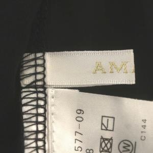 AMACA ワンピース 半袖 パフスリーブ Vネック ロング 38 M 黒 ブラック /G