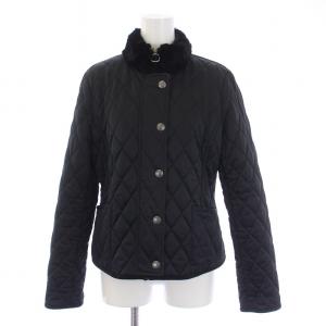 キルティングジャケット 中綿ジャケット ジップアップ 襟ファー S 黒 ブラック /BM