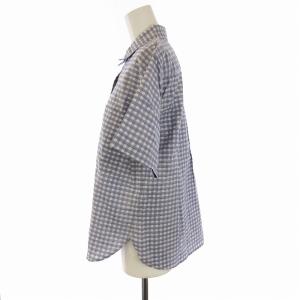 MHL. シャツ ブラウス 半袖 チェック ウェルポケット 1 S 青 ブルー