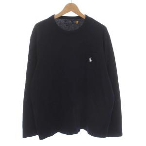 CUSTOM SLIM FIT Tシャツ カットソー 長袖 コットン XL 紺 ネイビー