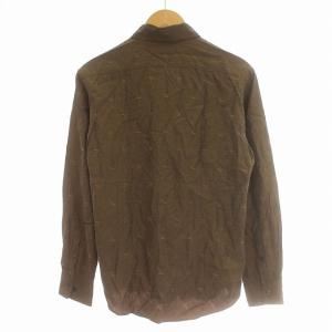 BURBERRY BLUE LABEL シャツ 総柄 ロゴ 刺繍 長袖 M 茶 ブラウン /G