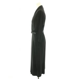 Max Mara ワンピース ロング 七分袖 カシュクール風 ハンガー付き ベルト付き タグ付き 38 S 黒 ブラック