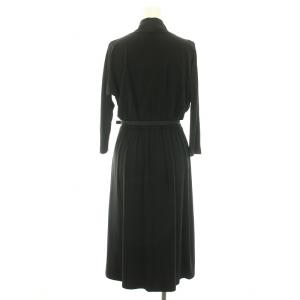 Max Mara ワンピース ロング 七分袖 カシュクール風 ハンガー付き ベルト付き タグ付き 38 S 黒 ブラック