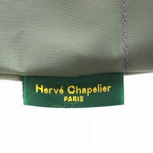 Hervé Chapelier 舟形 トートバッグ ハンドバッグ ナイロン グレー 紫 パープル 1027N