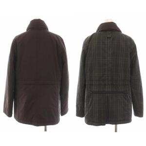 BURBERRY LONDON 中綿ジャケット リバーシブル チェック ジップアップ アウター 38 M 茶 ブラウン グレー