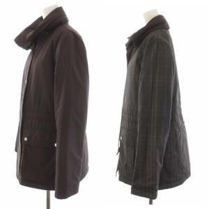 BURBERRY LONDON 中綿ジャケット リバーシブル チェック ジップアップ アウター 38 M 茶 ブラウン グレー