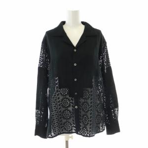 BEAUTY&YOUTH UNITED ARROWS ドッキングレース オープンカラーシャツ2 ウォッシャブル ブラウス 切替 長袖 F 黒 ブラック 16111992377