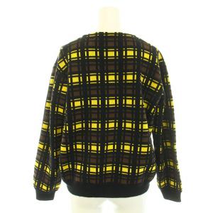 MARNI ニットカーディガン クルーネック 長袖 チェック柄 ハイゲージ ウール 40 M 黒 ブラック 黄 イエロー