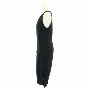 LANVIN ワンピース ノースリーブ ベルト ひざ丈 T34 XS 黒 ブラック