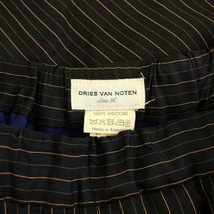 DRIES VAN NOTEN イージーパンツ ストライプ柄 36 ブラック ブラウン