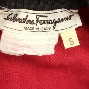 Salvatore Ferragamo ニット Vネック チュニック ウール 長袖 S ピンク /G