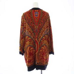 LEONARD PARIS ヴィンテージ ニットカーディガン 長袖 ロング 金ボタン 44 XXL 赤 レッド /KH