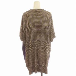 MISSONI カットソー 半袖 ニット ボーダー 42 M 紫 カーキ /G