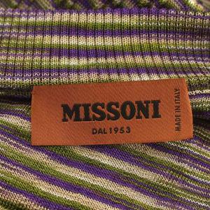 MISSONI カットソー 半袖 ニット ボーダー 42 M 紫 カーキ /G