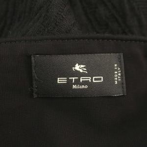 ETRO ワンピース 半袖 エンボス加工 ひざ丈 44 M 黒 ブラック
