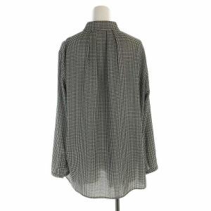 23区 23AW シャツ ブラウス 長袖 千鳥格子 ハイネック プルオーバー 長袖 38 M 黒 ブラック 白 ホワイト